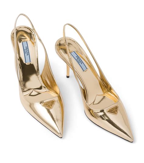 prada embossed bronze leather slingbacks|Prada Logo Patent Slingback Pump (Women) .